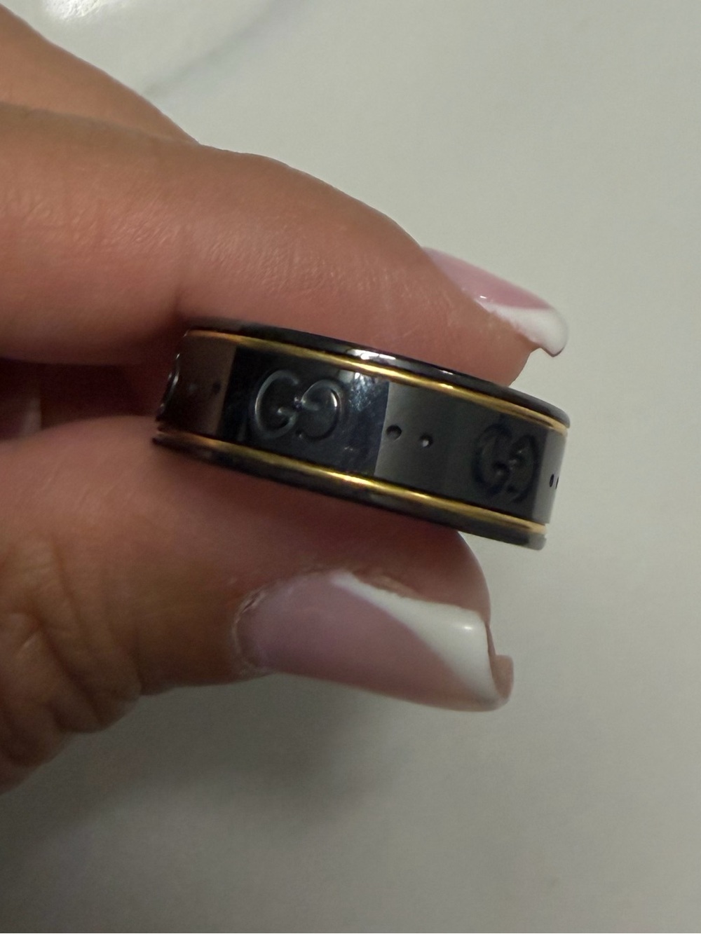 Black and Gold Logo Band Ring